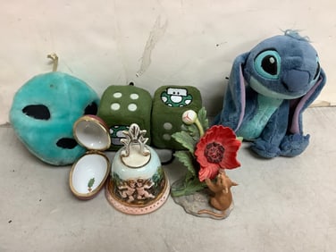 Nintendo Mario 1UP fuzzy dice, stitch plush, Limited edition 1985 reflection of nature mouse and