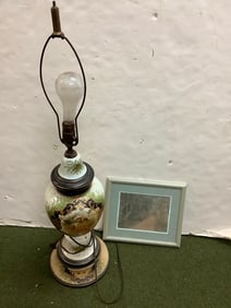 Capodimonte lamp 34.5in tall  and framed print