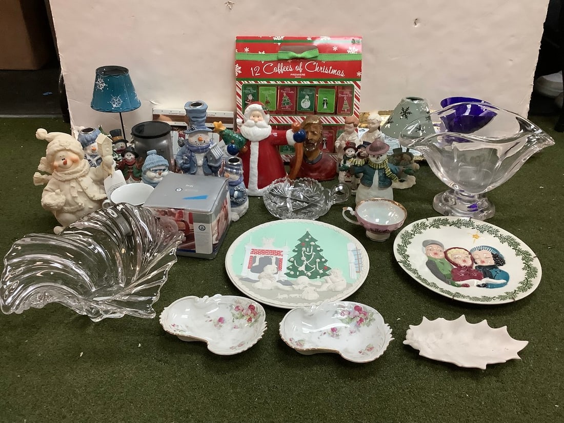 Christmas coffee set, snowman candle holders, christmas decorative plates, christmas mugs and more (1 of 1)