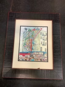 Framed signed print 15.25x18.25