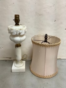 Vintage 1930's Italian carved Alabaster Table lamp 18.25in tall
