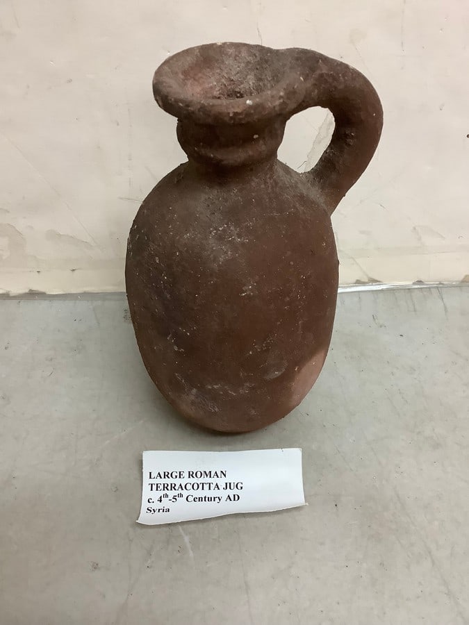 Large ROMAN TERRACOTTA JUG (c. 4th-5th century A.D. syria 8.5in tall (1 of 1)