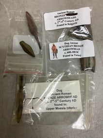 Ancient roman bronze arrowheads