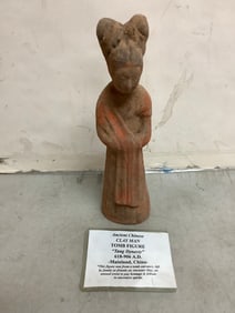 Ancient chinese tomb offering figure tang dynasty (c. 900A.D.) 9.5in