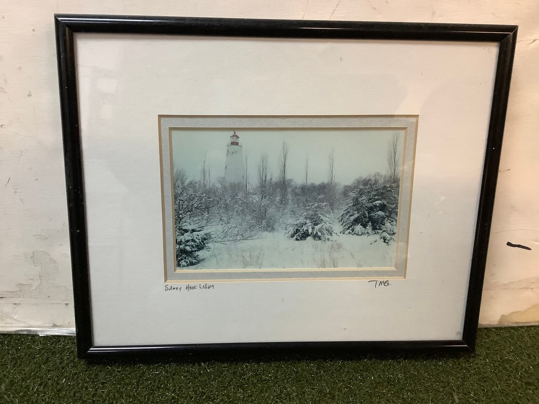 Signed framed sandy hook light photographic print 8.25x10.25 (1 of 1)