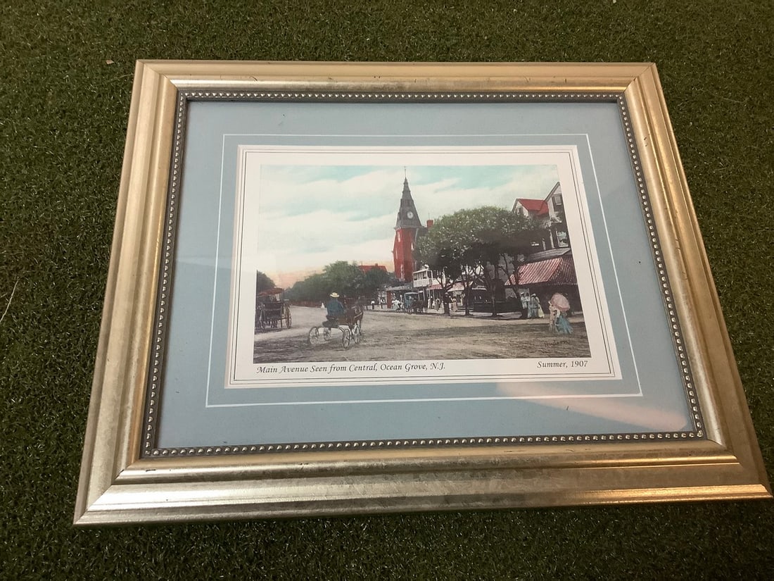 Framed Main avenue seen from central, ocean grove nj summer 1907 10x12: Framed Main avenue seen from central, ocean grove nj summer 1907 10x12