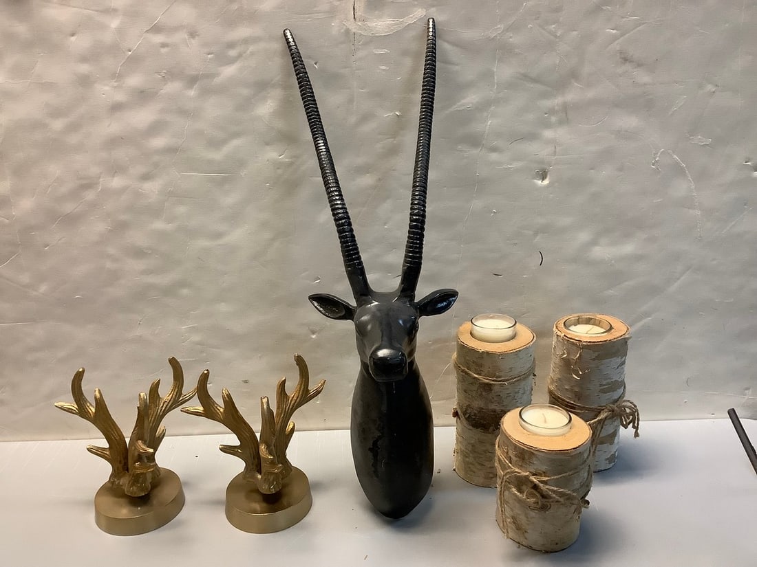 Gazelle wall hanging decor(22in.tall), antler decor, and candles (1 of 1)