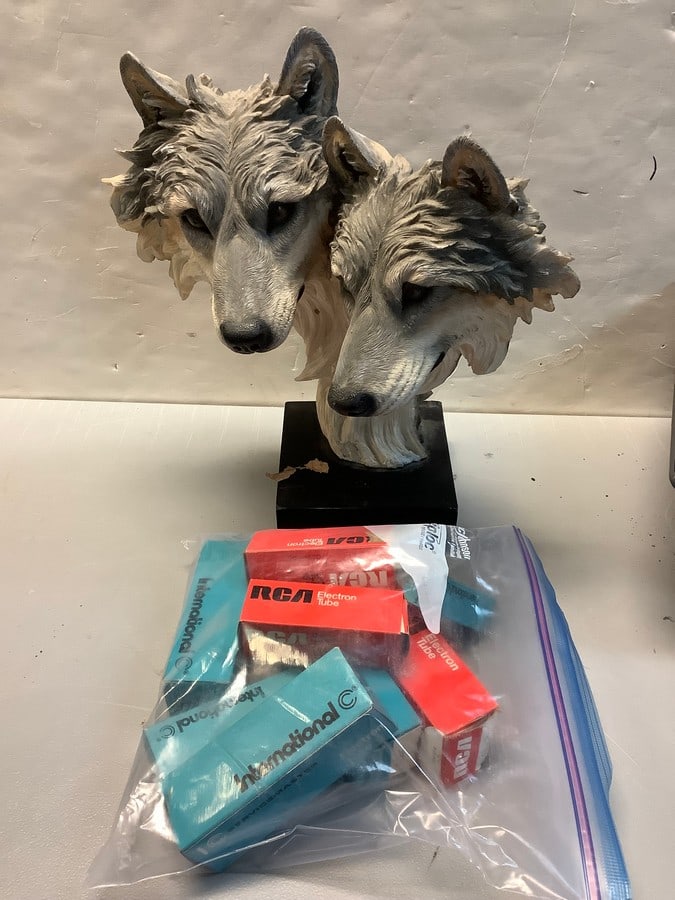 Wolf statue(13.75in.tall) and RCA electron tubes (1 of 1)