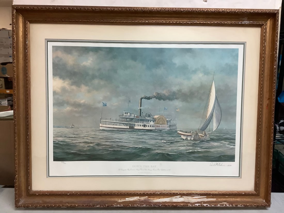 Framed 1979 down the bay print signed by artist Paul McGehee 388/950 33x43 (1 of 1)