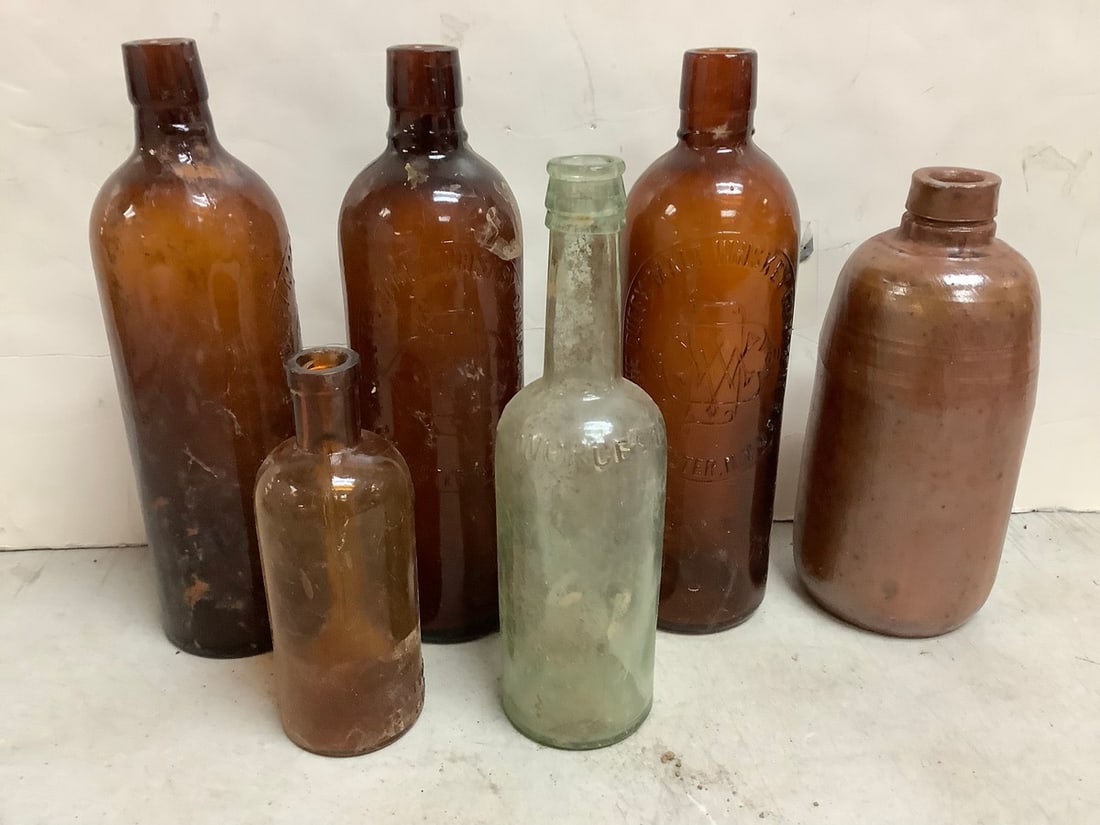 Vintage bottles 10.5in tallest: Vintage bottles 10.5in tallest