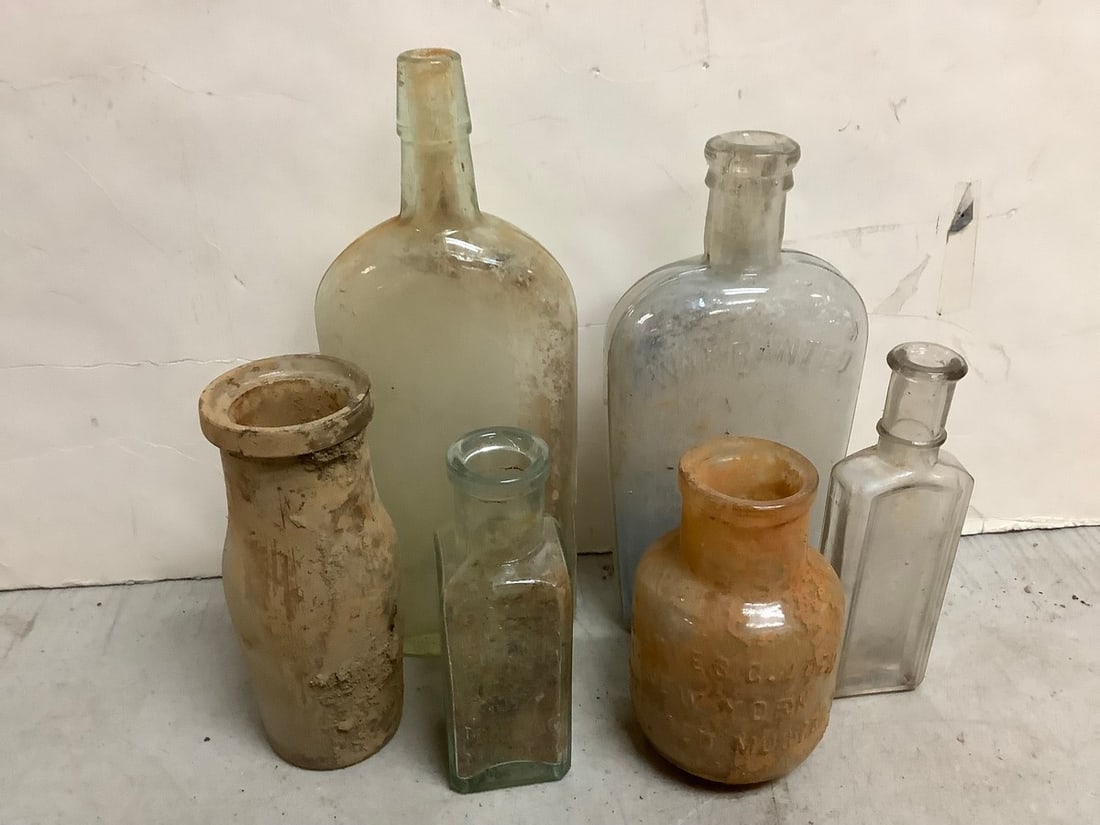 Vintage bottles 9.5in tallest: Vintage bottles 9.5in tallest