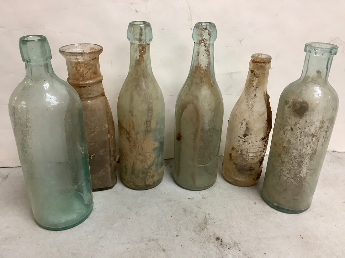 Vintage bottles 9.5in tallest: Vintage bottles 9.5in tallest