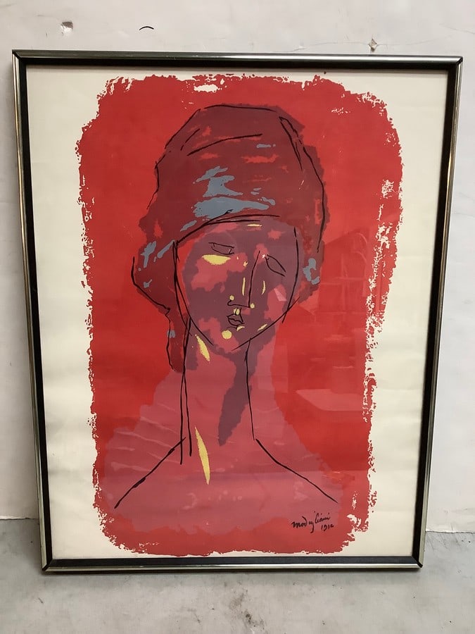 Framed abstract art signed by artist AMEDEO MODIGLIANI 22.75x28.75 (1 of 1)