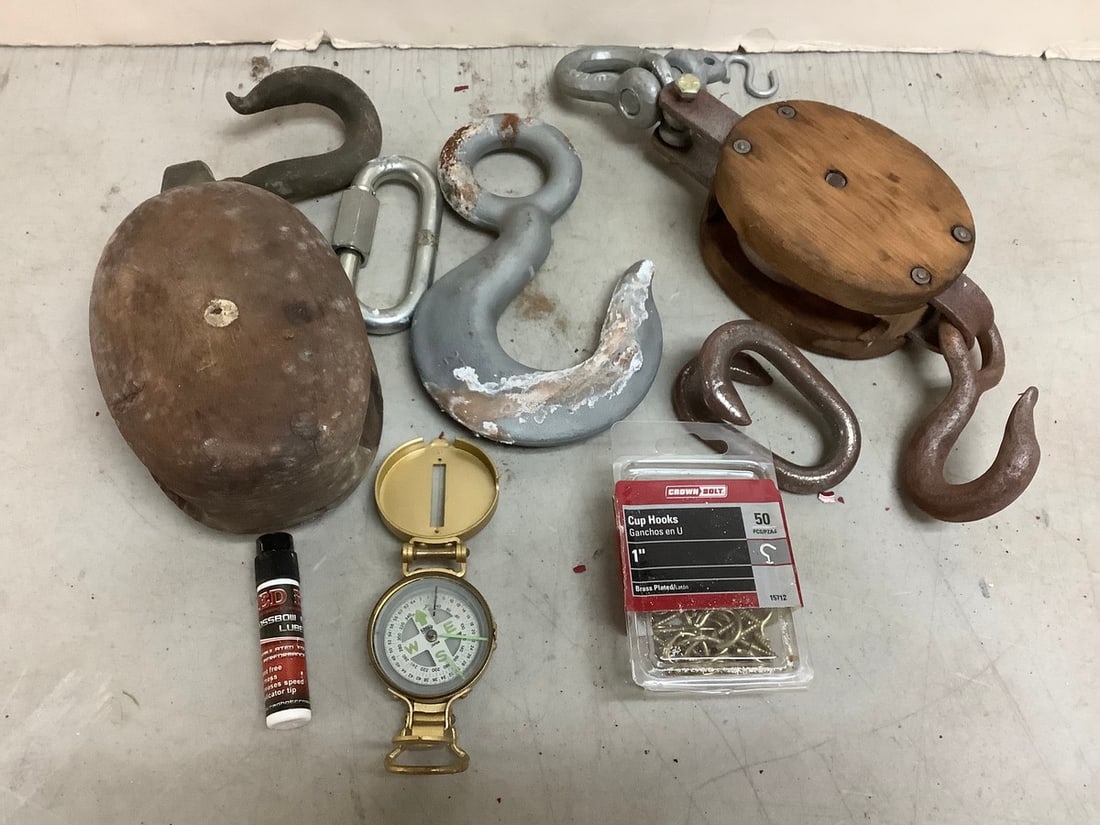 Ship hooks, liquid filled lensatic compass and more (1 of 1)