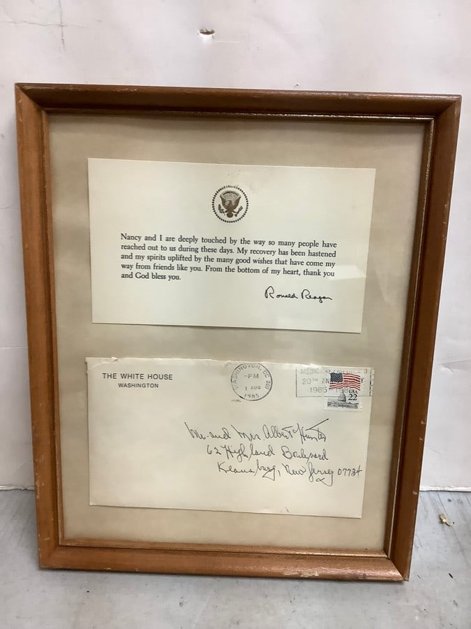 Framed presidental signed by president Ronald Regan(10.75in.x8.75in.): Framed presidental signed by president Ronald Regan(10.75in.x8.75in.)