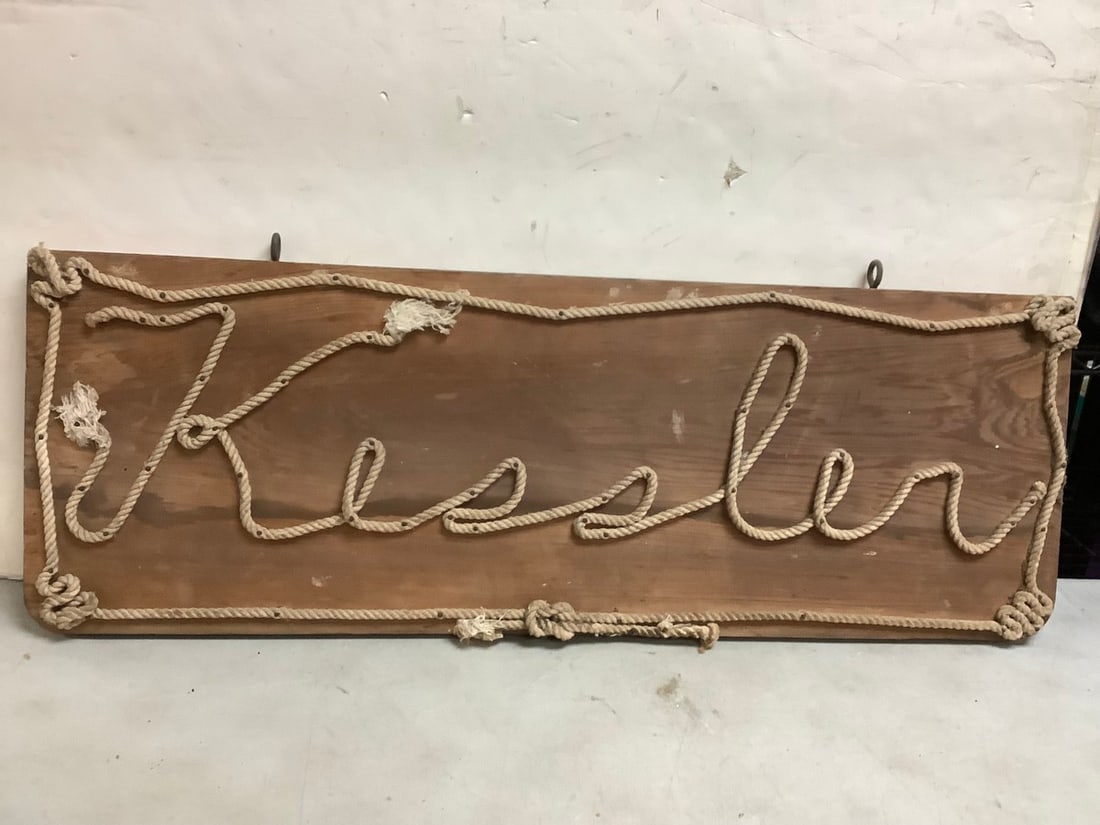 Kessler wood and rope hanging sign 14x38: Kessler wood and rope hanging sign 14x38