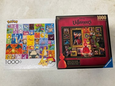 Lot of 2 1000 puzzle piece: Pokemon and Disney Villainous