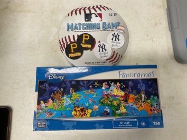 Lot of 2: Disney 750 piece puzzle and MLB Matching Game