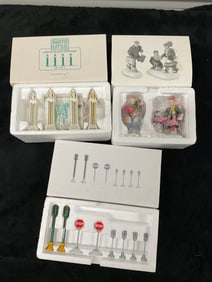 Lot of 3: Department 56 Christmas Village Accessories