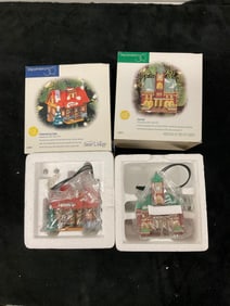 Lot of 2: Department 56 Christmas Village Lighted Christmas Ornament