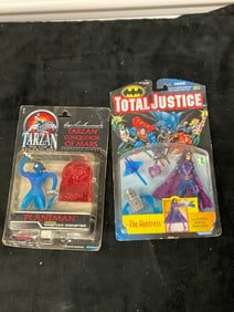 Lot of 2: Total Justice The Huntress action figure and Tarzan Plantman action figure