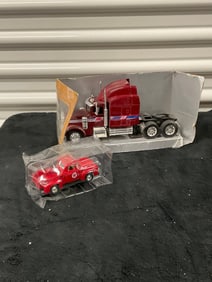 Lot of 2: Texaco fire truck and 18 wheeler truck
