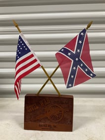 Civil War Collectibles Red Mill MFG. handcrafted in the USA 12 inches tall with flags