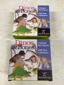 Lot of 2: Discovery toys Dino & Bones 5 detained dino figures