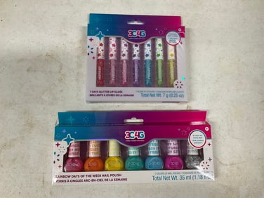 Lot of 2: 3C4G Rainbow 7 days nail polish & lip gloss