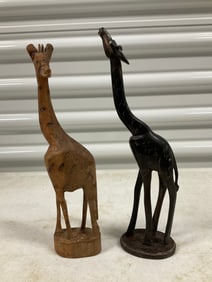 Lot of 2: wooden handcrafted Giraffe 10 inches