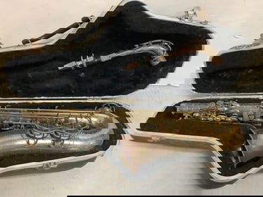 Vintage saxophone in case