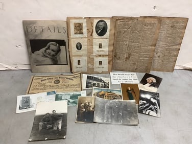 Vintage ephemera(photographs, newspaper cutouts, and more)