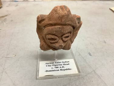 Ancient Taino Indian Clay Figurine Head c.700 A.D. from Dominican Republic