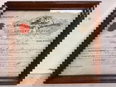 Commonwealth of Pennsylvania framed document(16.5in.x18.5in.)