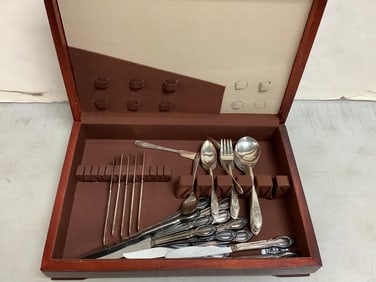 Vintage utensils in case(16in.x11in.x3.25in.)