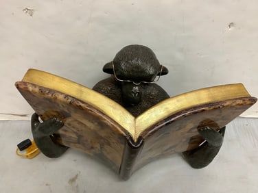Abstract monkey reading book 2 bulb lamp(14in.tall)
