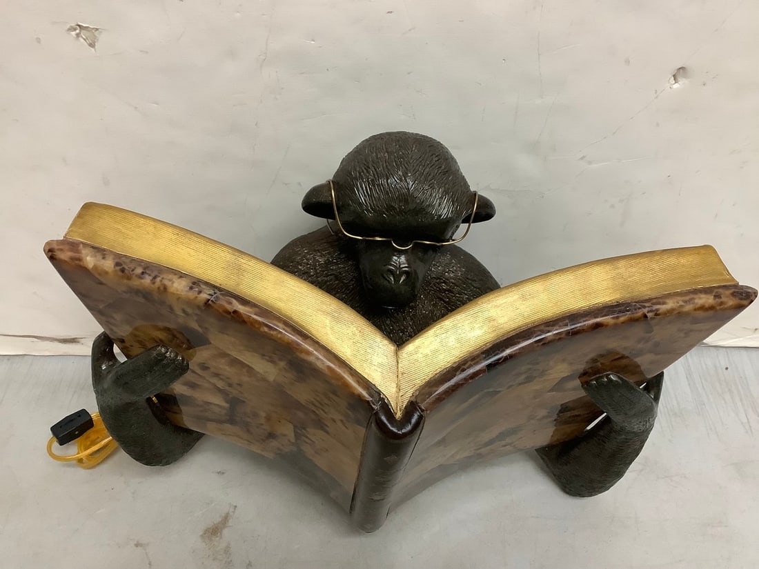 Abstract monkey reading book 2 bulb lamp(14in.tall) (1 of 1)