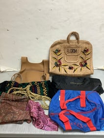 Various bags, scarves, and more