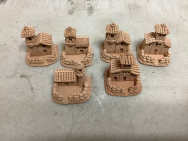 Clay house statues(1.75in.tallest)