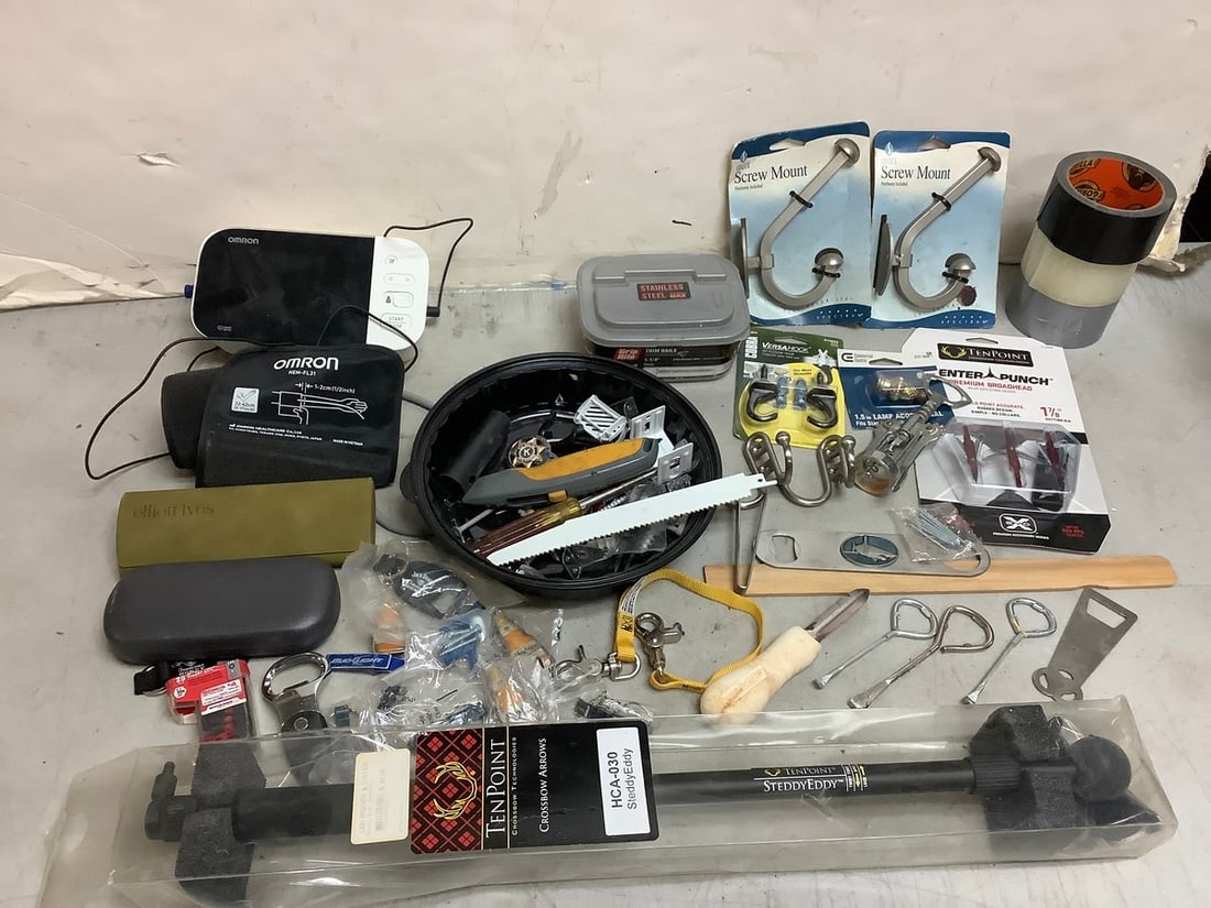 Omron Blood Pressure Monitor, Ten Point Monopod, Ten Point Crossbow Heads, Eyeglasses Cases, Duct: Omron Blood Pressure Monitor, Ten Point Monopod, Ten Point Crossbow Heads, Eyeglasses Cases, Duct Tape and more