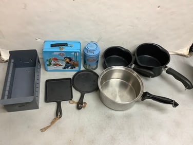 Various Pots/Pans, Paw Patrol Lunchbox(3.5inx6inx7.75in) and more