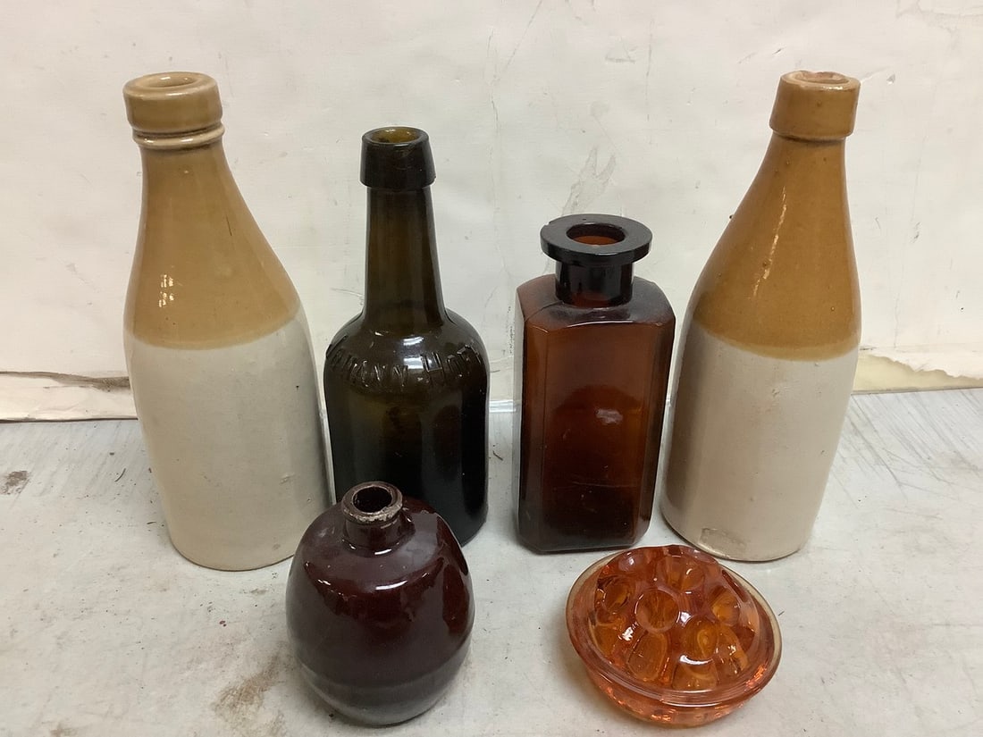 Stoneware Bottles, Glass Bottles and more (Tallest - 8.5in): Stoneware Bottles, Glass Bottles and more (Tallest - 8.5in)