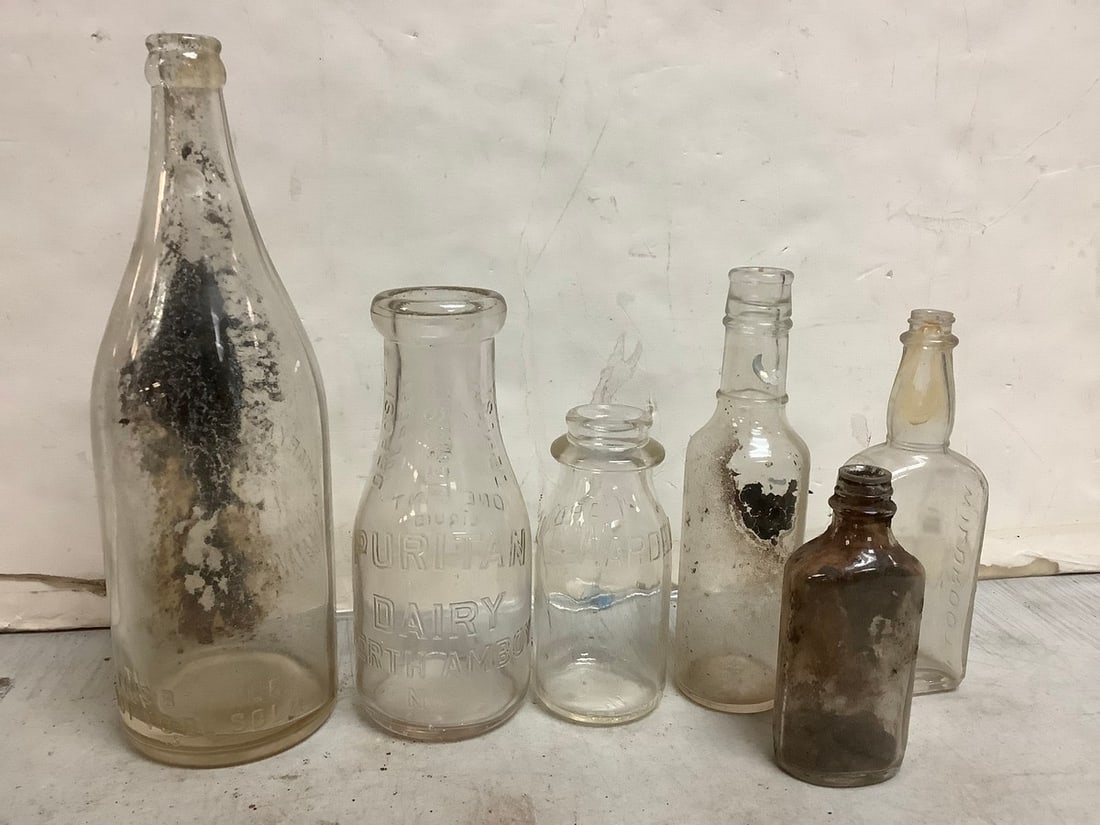 Vintage Glass Bottles (Tallest - 11.5in): Vintage Glass Bottles (Tallest - 11.5in)