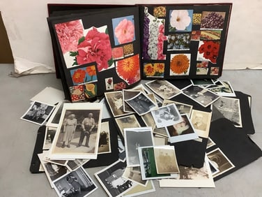 Vintage photographs and scrapbook full of photos