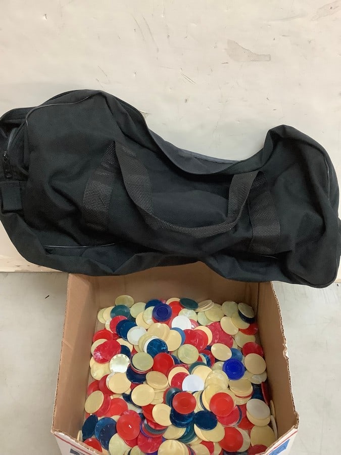 Vintage poker chips and Honda Goldwing Duffle bag-new-medium size: Vintage poker chips and Honda Goldwing Duffle bag-new-medium size