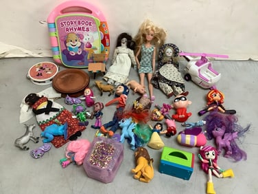 Various toys(Storybook Rhymes, Barbie doll, Incredibles Jack Jack figure, and more)
