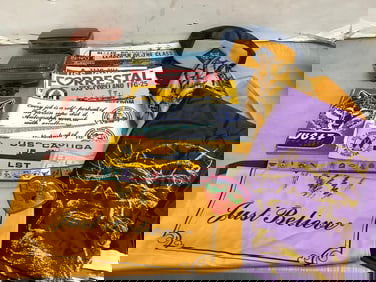 Christian banners, vintage Navy bumper stickers, signal stat fog halogen lamps(SAE-F80 amber), and