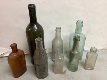 Vintage glass bottles(12.25in.tallest)
