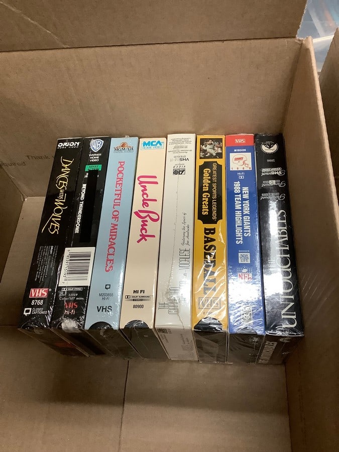 Vintage sealed VHS tapes(Pocketul of Miracles, Dances with Wolves, Uncle Buck, The Untouchables, and: Vintage sealed VHS tapes(Pocketul of Miracles, Dances with Wolves, Uncle Buck, The Untouchables, and more)