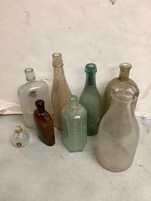 Vintage glass bottles(10in.tallest)